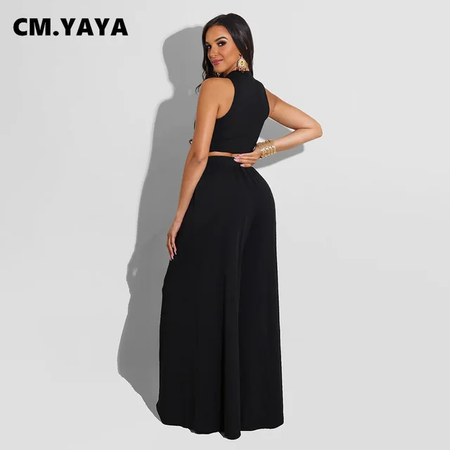 CMYAYA Pleated Chiffon Women Wide Leg Loose Floral Pants Trousers Suit and  Long Sleeve V-neck Shirt Tracksuit Two 2 Piece Set