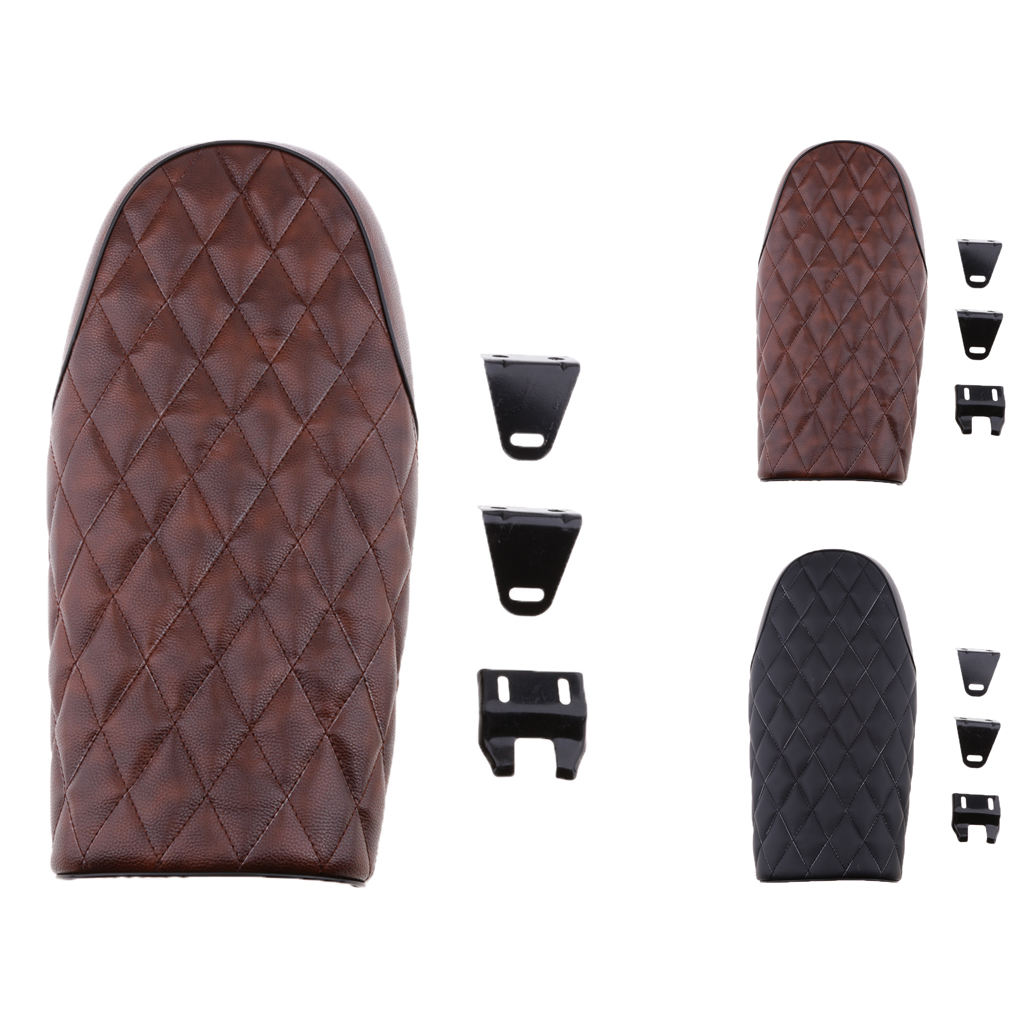dolity Universal Brat Diamond Flat Cafe Racer Seat Vintage Motorcycle Saddle Black