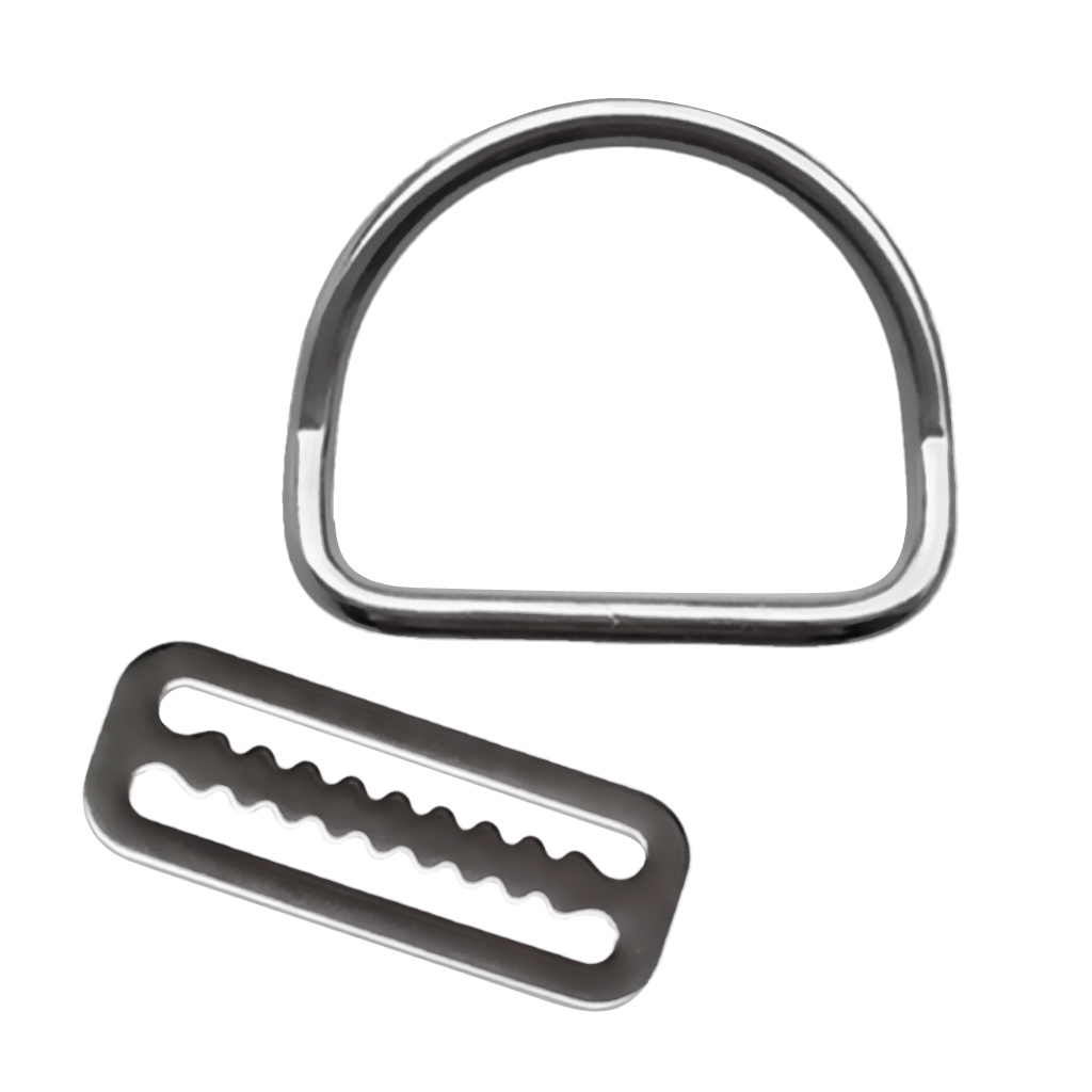 316 Stainless Steel Scuba Diving Weight Belt Keeper with Bent D Ring for Standard 5cm / 2 inch Webbing Strap