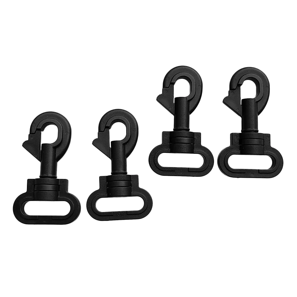 Pack of 4 Black Plastic Swivel Rotary Snap Hook Outdoor Sports Accessaries
