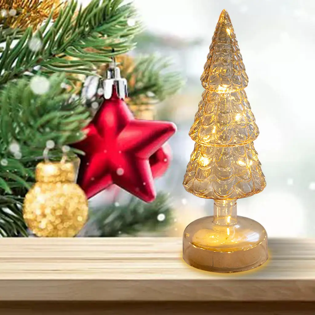 vacío lanzamiento Betsy Trotwood Árbol de Navidad de vidrio Artificial con luces LED, estatuilla operada por  batería, pequeña lámpara brillante para decoración de vacaciones, no  incluida|Árboles| - AliExpress