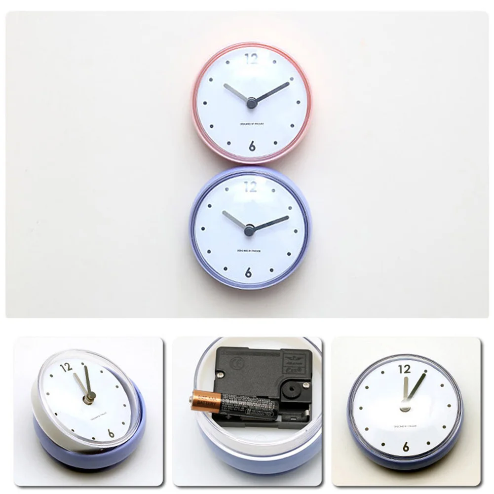 Bathroom Clock Durable PVC Kitchen Mirror Suction Cup Solid Easy Install Lightweight Easy To Use Home Decor Shower Waterproof