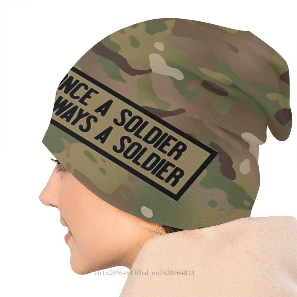 Always A Soldier Bonnet Homme Winter Warm Knitted Hat Camo Camouflage Army Skullies Beanies Caps For Men Women Cotton Hats