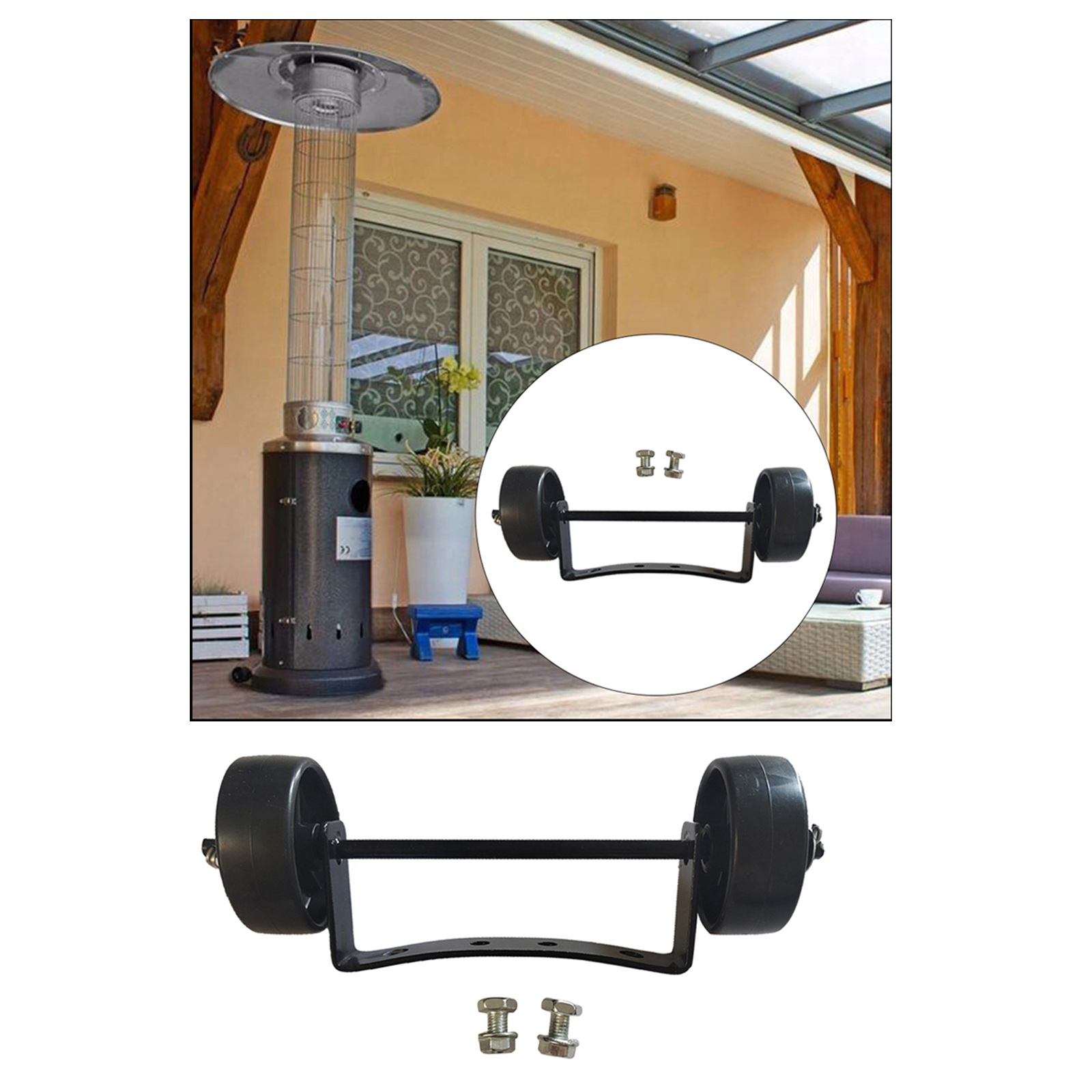 Universal Patio Heater Wheel Kit-Easy to Move-Gas Patio Heater Replacement Universal Movable Wheel, Patio Heater Parts Outdoor