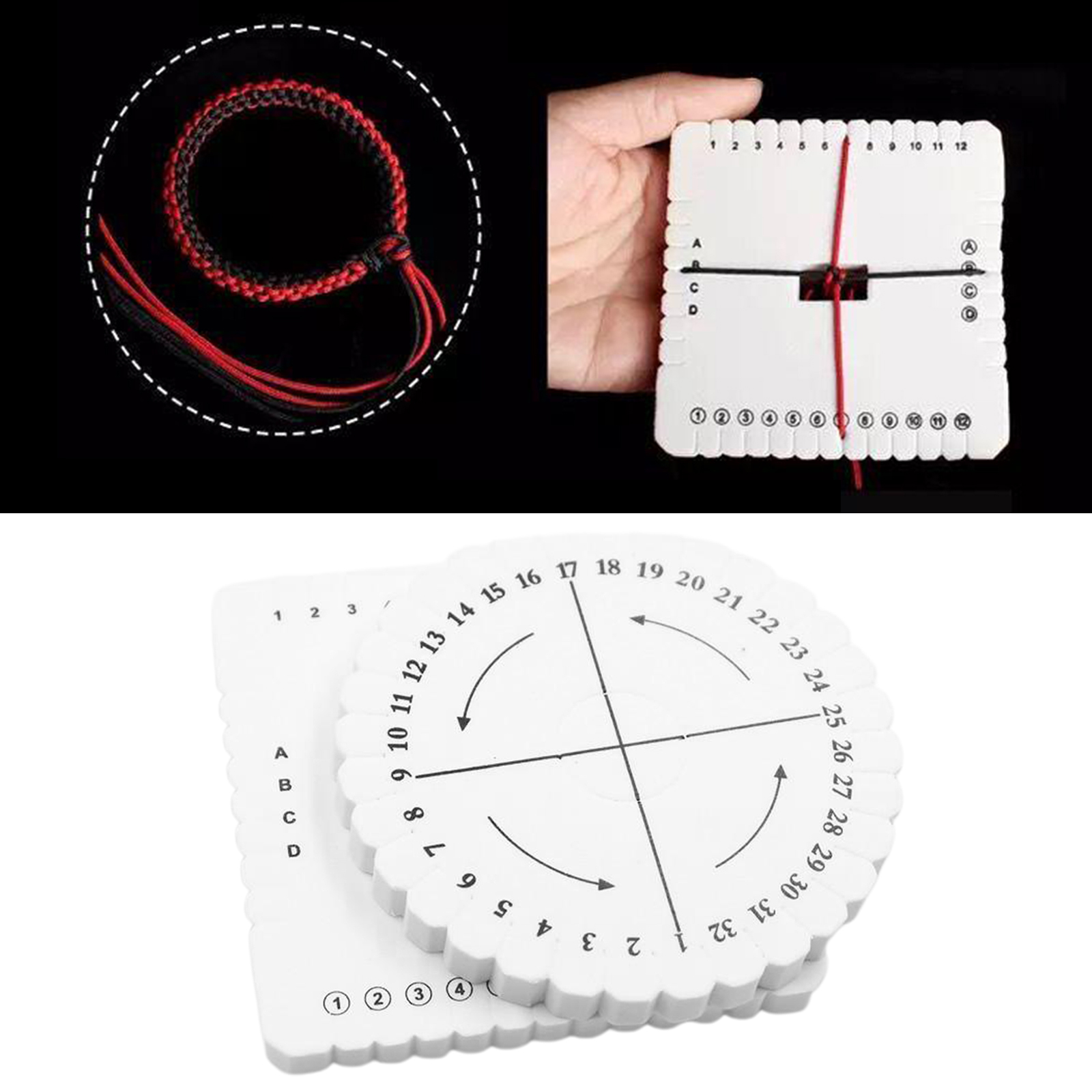 2pcs Round Braiding Disc Square Kumihimo Beading Cord Disk Braiding Plates Handmade DIY Bracelet Braided Weaving Board