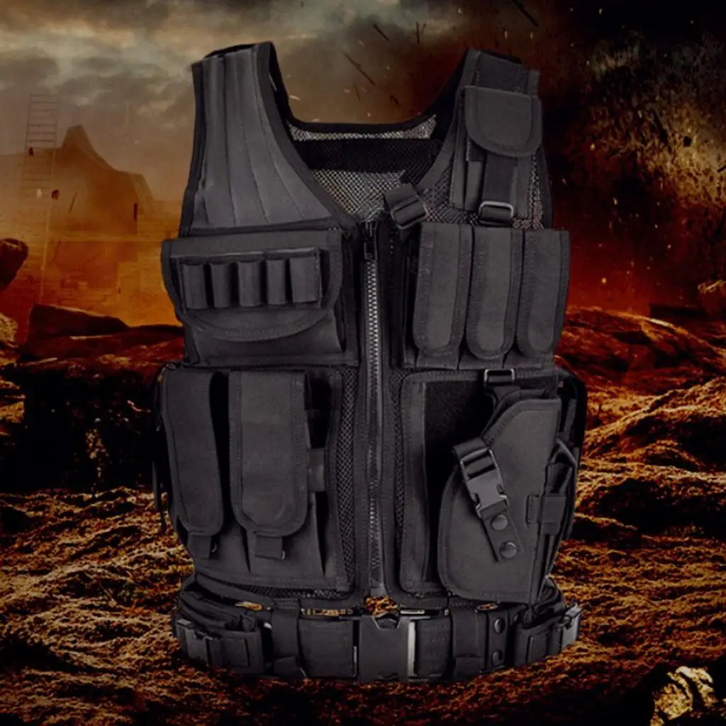 Details about   Tactical Vest Holster Breathable   Molle Combat Hiking Training Vest 