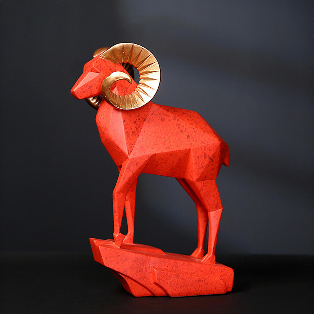 Lamb Antelope Decor Statue for Home Office Bookshelf TV Stand Decoration, Resin Geometry Animal Sculpture Tabletop Crafts