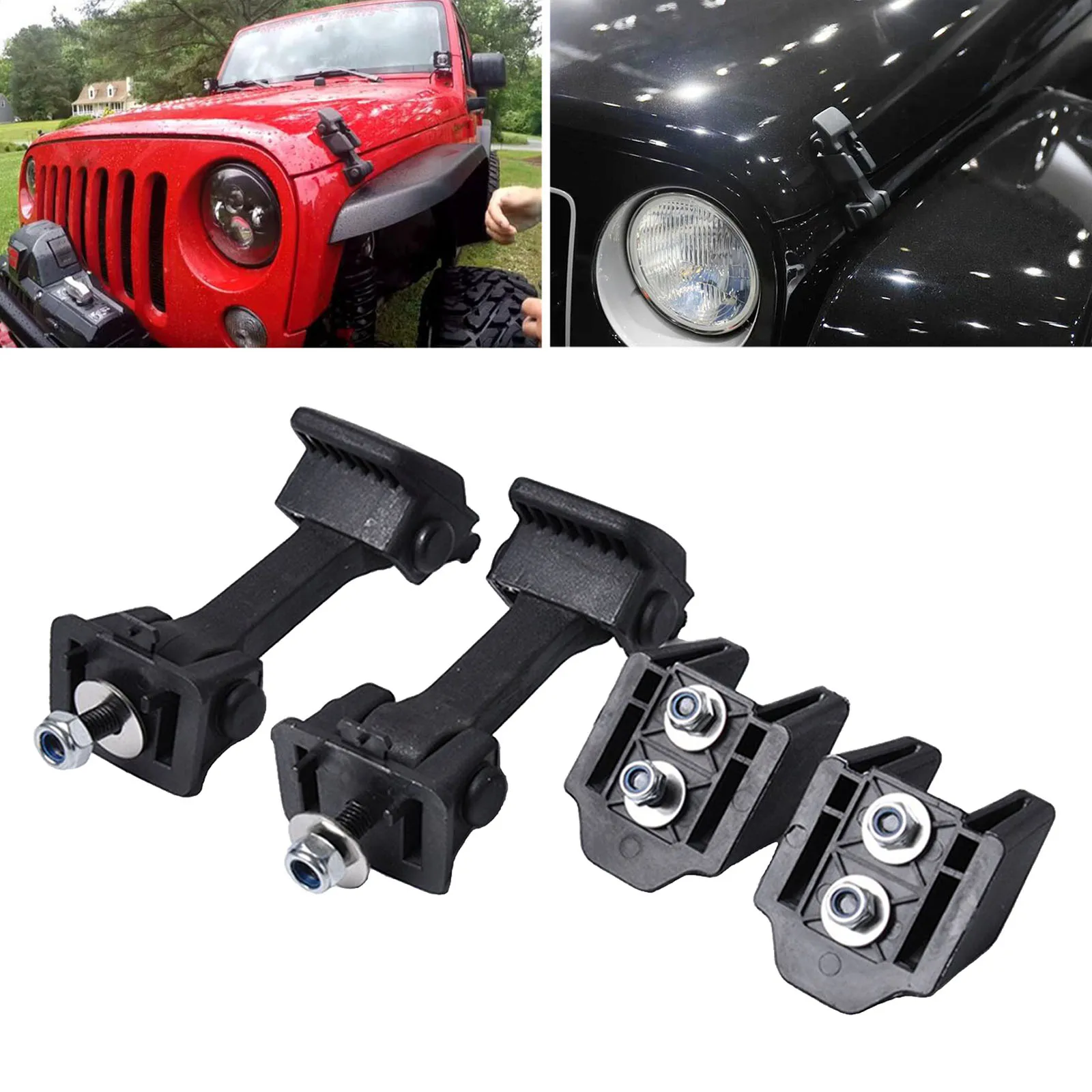 2 Set Hood Latches Catch Release Kit Locking Hood for Jeep for Wrangler for JK 2007-2016 Accessories Parts Black