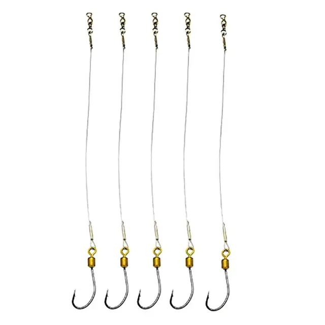 50%HOT5-Pack Anti-Bite Stainless Steel Lined Tackle Hook Line Fishing  Tackle Tools Fishing Hooks Fishing Tackle Accessories