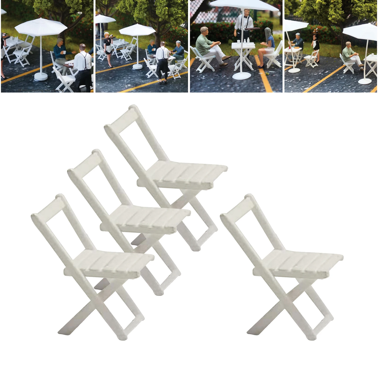 4pcs 1:64th Figures Model Resin Chair for Miniature Scenes, Diorama Decoration Accessories