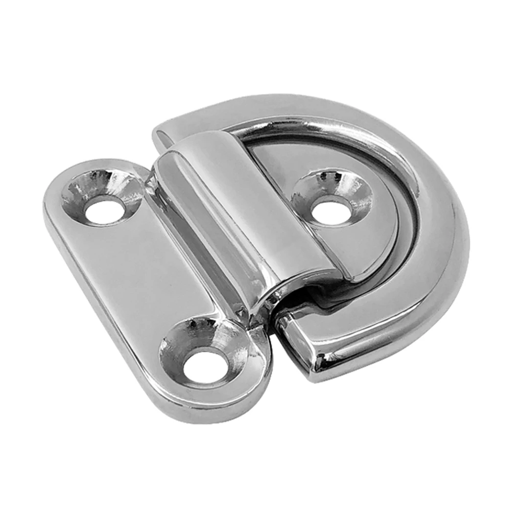 MagiDeal 6mm Folding Deck Pad Eyes / Lashing D Ring Tie Down Point Anchor Fixing Cleat Plate - Marine Grade 316 Stainless Steel