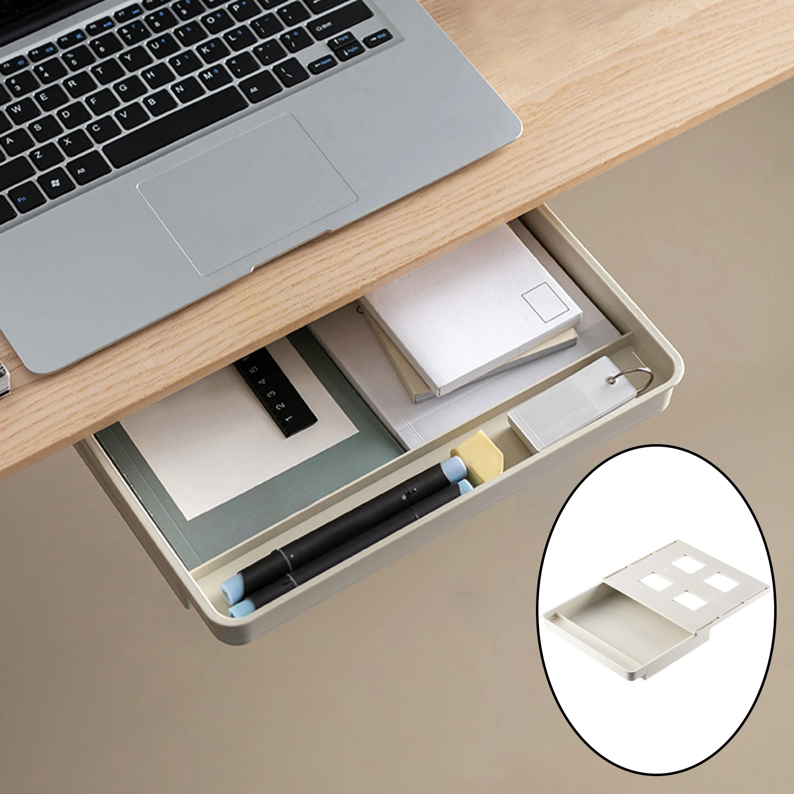 Under Desk Drawer Adhesive Large Capacity for School Workspace Pen Holder Storage Tray Organizer Slide Out