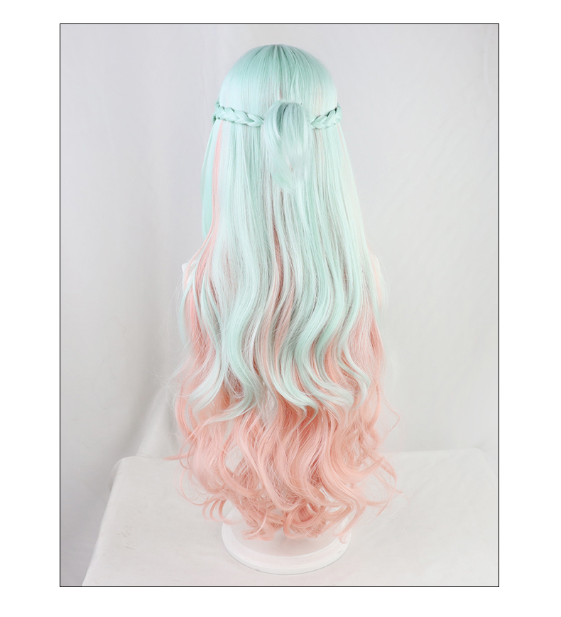 高層侵入shinzaki Kuonコスプレウィッグロングカーリー勾配水色ピンク髪tenkuu Shinpan耐熱 かつらキャップ アニメ コスチューム Aliexpress