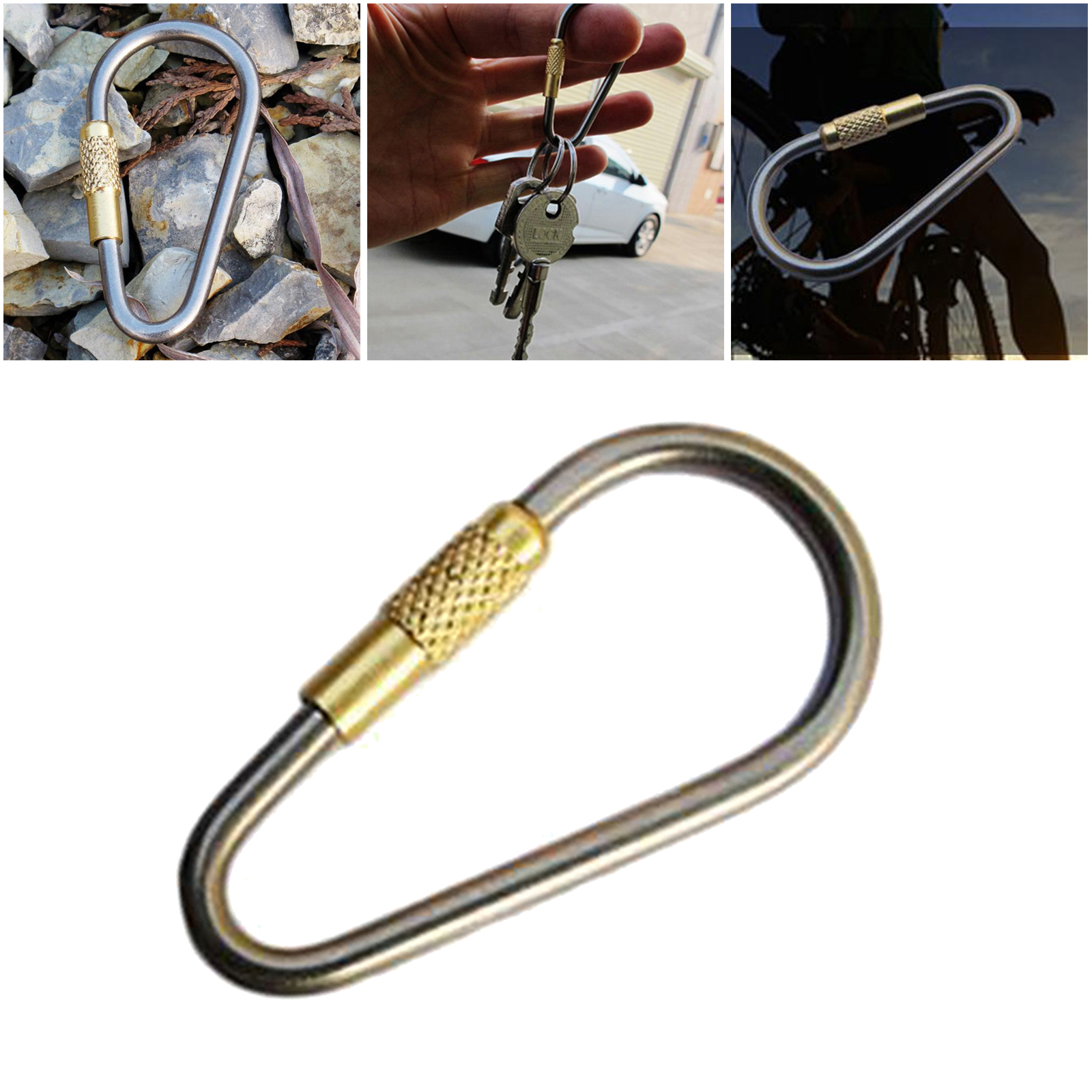 Screw Locking Carabiner Clips Small Titanium Alloy D-Ring Hooks, Dog Leads,