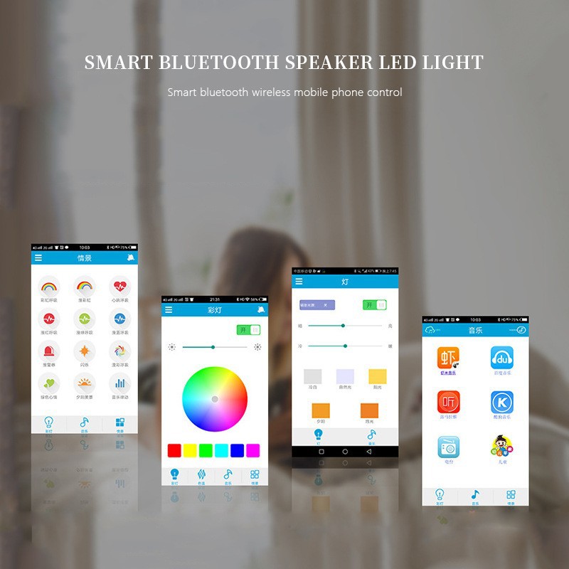 remoto, lâmpada moderna, RGB App, Bluetooth, música,