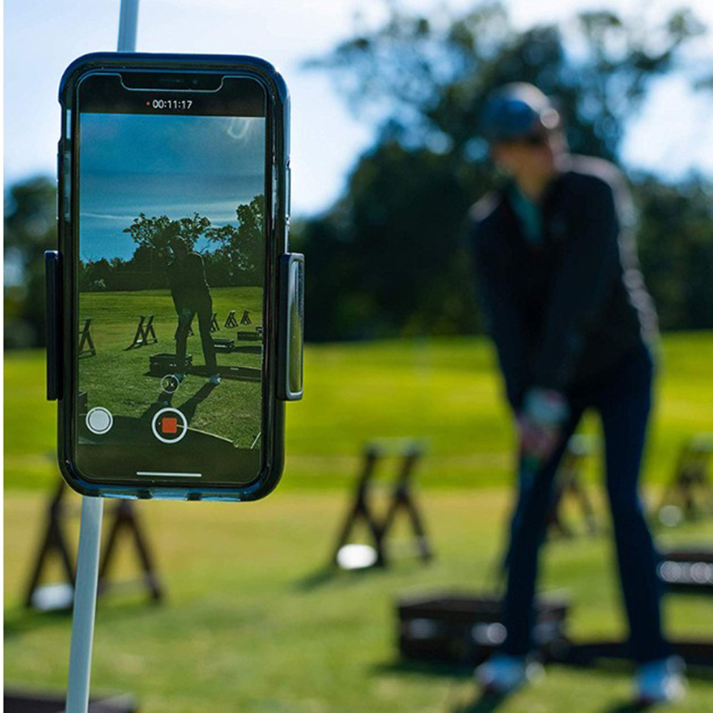 360 Degree Rotatable Golf Swing Recording Phone Holder Pull Cart Mount Clip for Smartphones