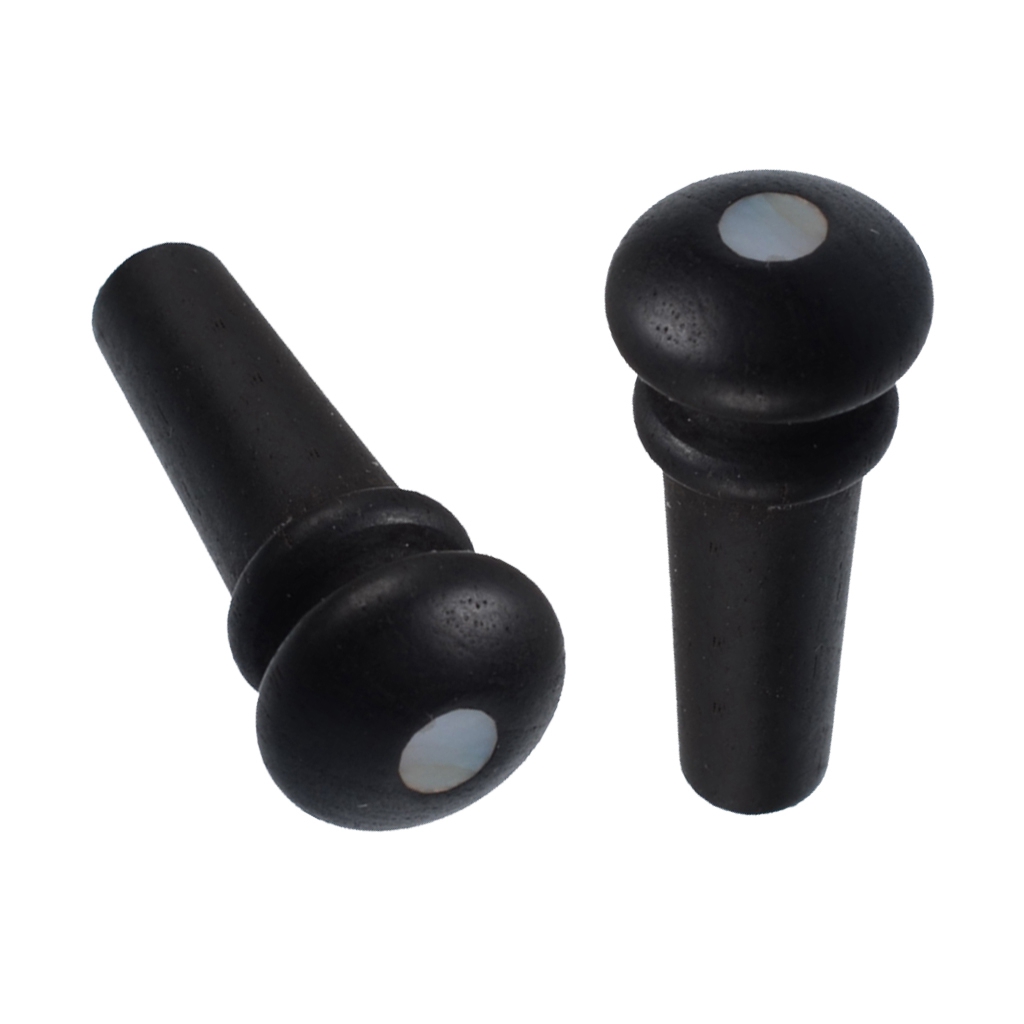 2 Pcs Black Ebony Acoustic Guitar Endpins with Shell Dot Inlay Guitar Pins Stringed Instrument