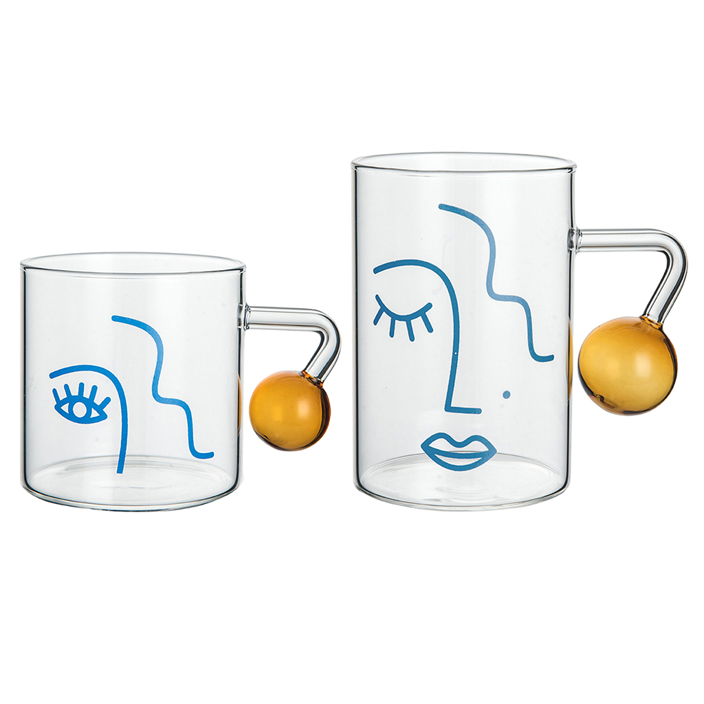 Glass Mug Home Office Hot Cold Coffee Milk Juice Latte Water Drinking Cup