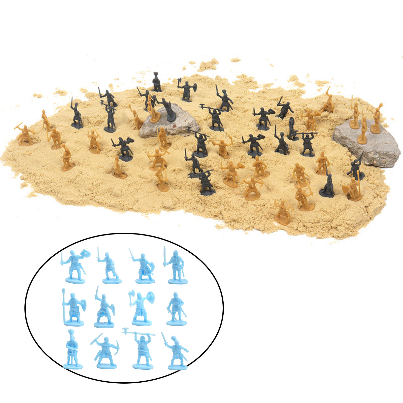 200Pcs Plastic Middle Ages Figures Soldier Warriors Sword and Shield Battle Scene 1:72 Scale Layout Dioramas