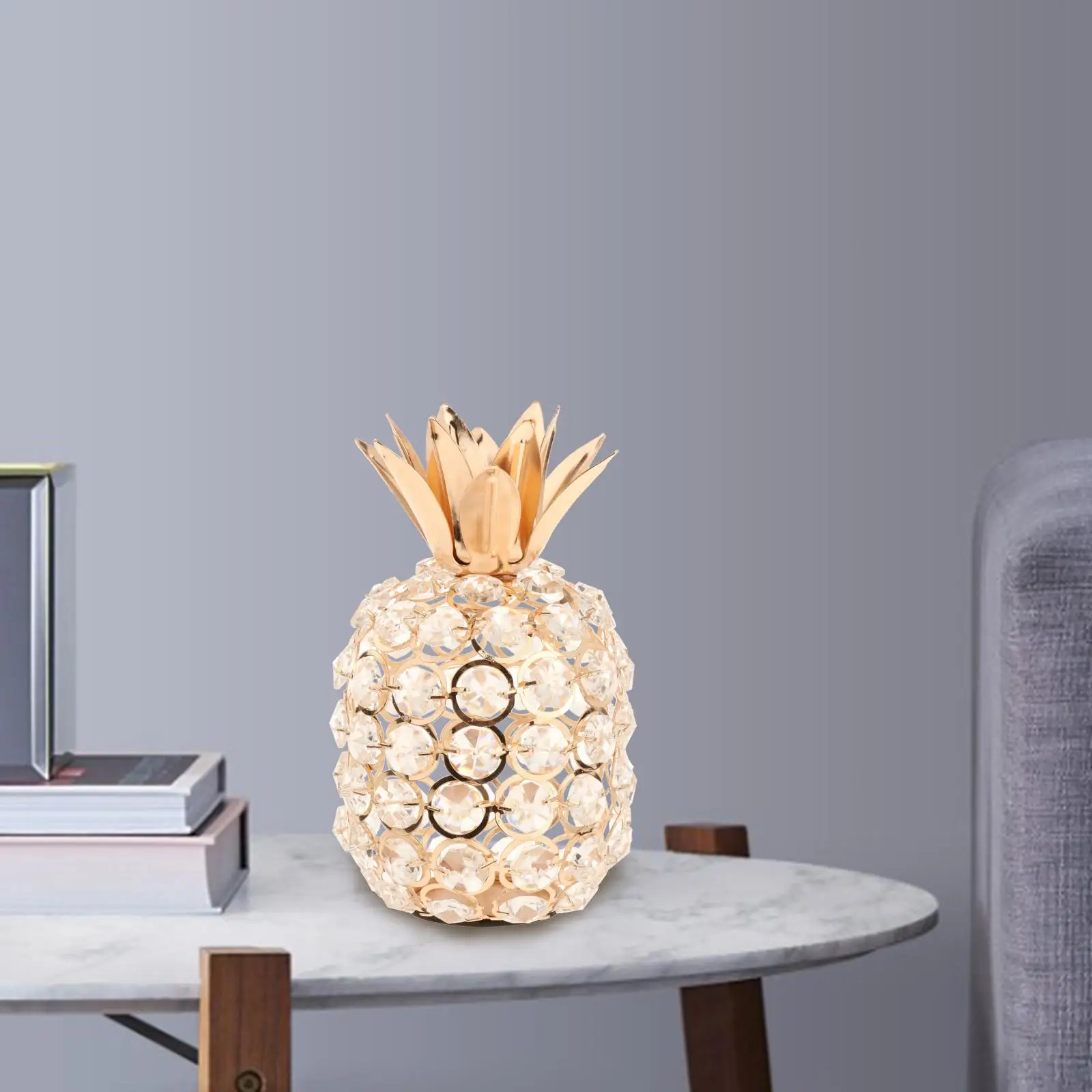 Crystal Studded Pineapple Ornament Handmade Showpiece Statue Decor Crafts