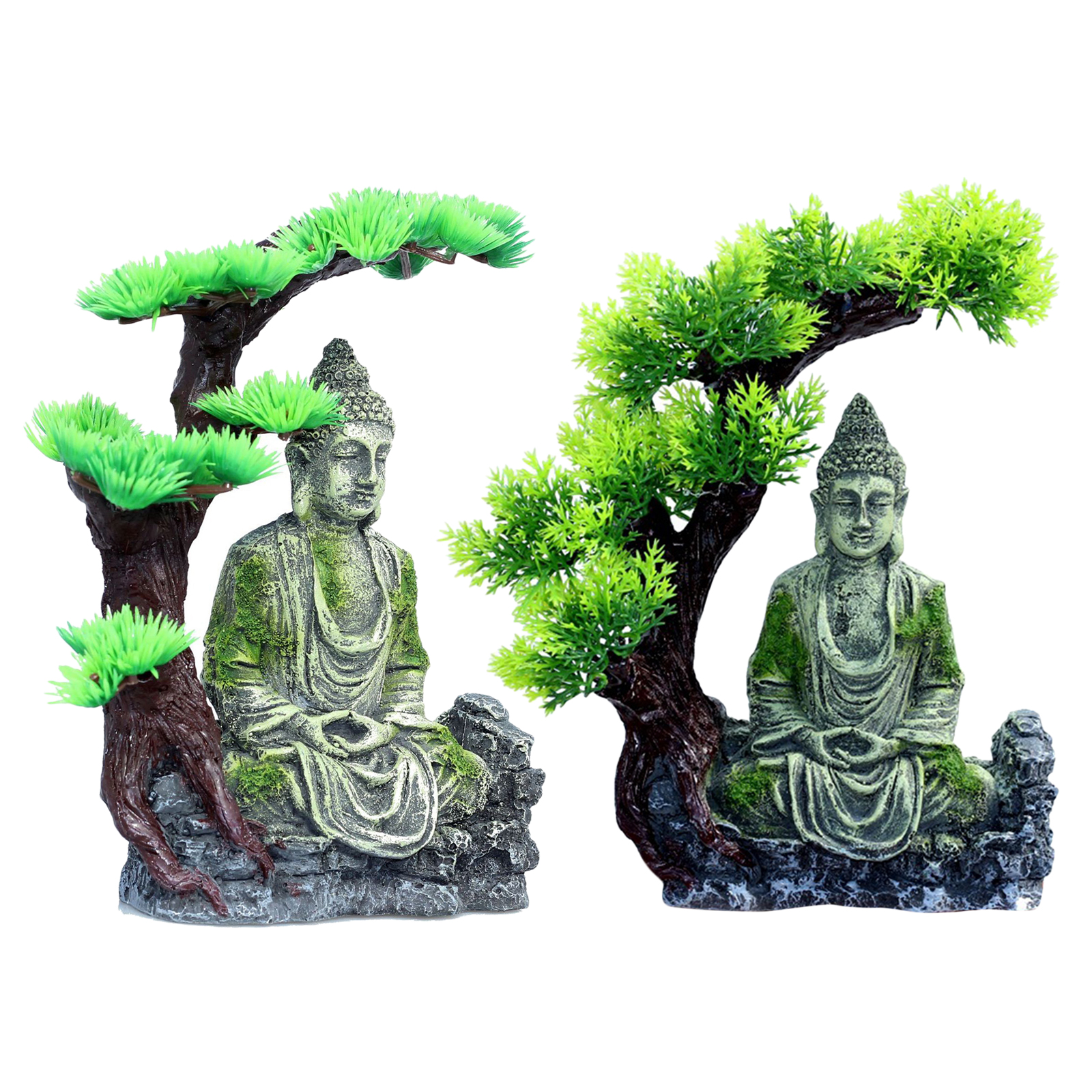 Aquarium Ancient Decoration Resin Zen Buddha Sitting Statue Cave for Aquarium Fish Tank Landscaping Ornament Decor