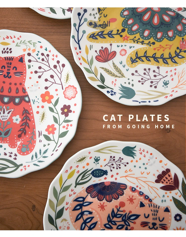 handmade premium ceramic cat plates for cat lover