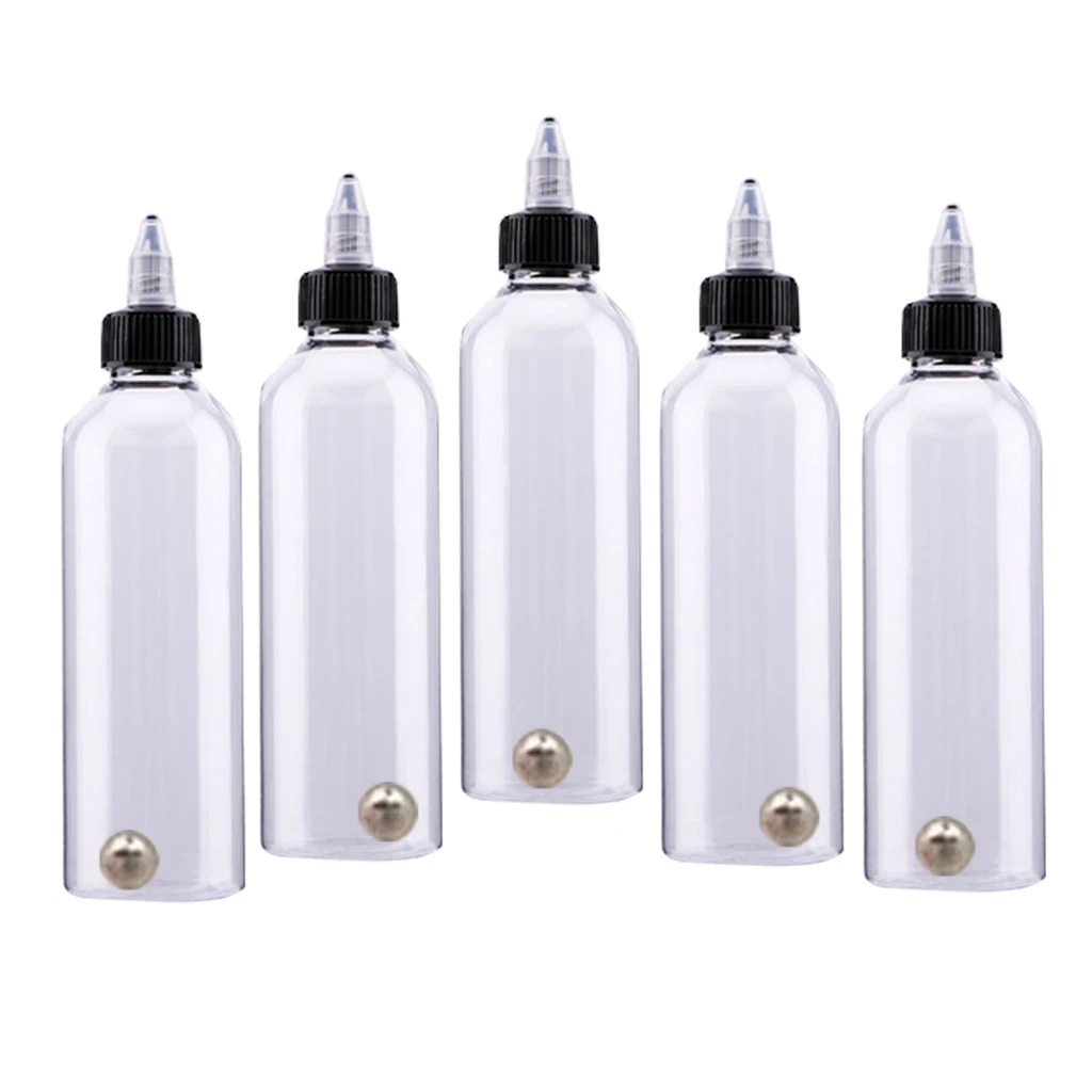 Pack of 5 250ml Empty Plastic Squeeze Bottles with Twist Top Cap for Tattoo