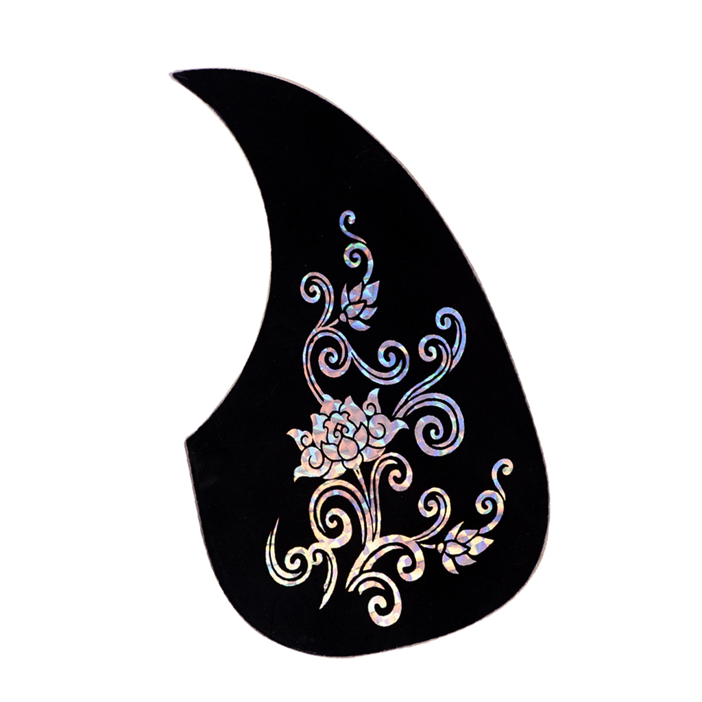1x Acoustic Guitar Pickguard For Guitar Parts Replacement w/ Sliver Flower