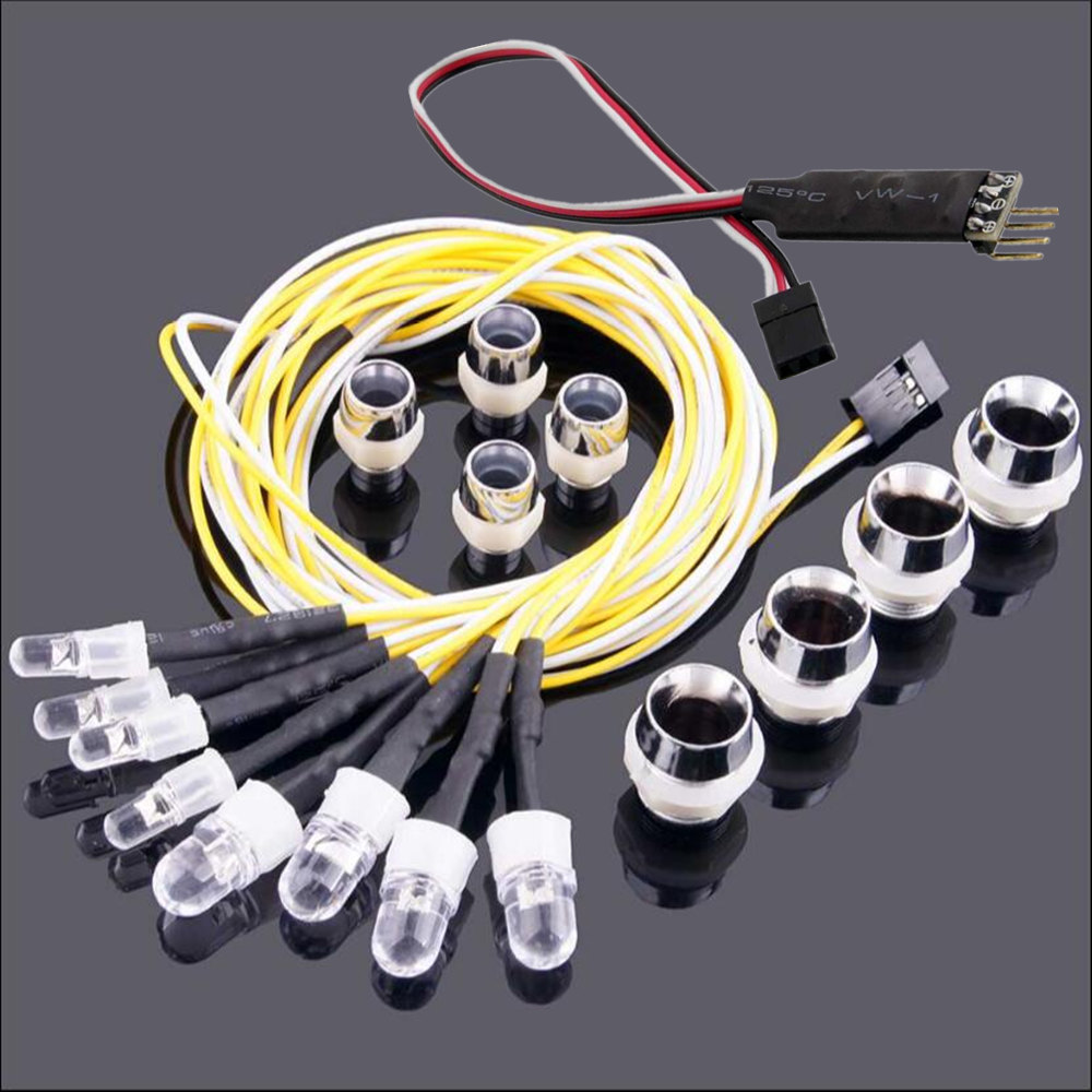 8Pieces LED Lamp with Remote Control Circuit Panel for 1/10 1/8 Traxxas HSP   CC01 Axial SCX10 Car