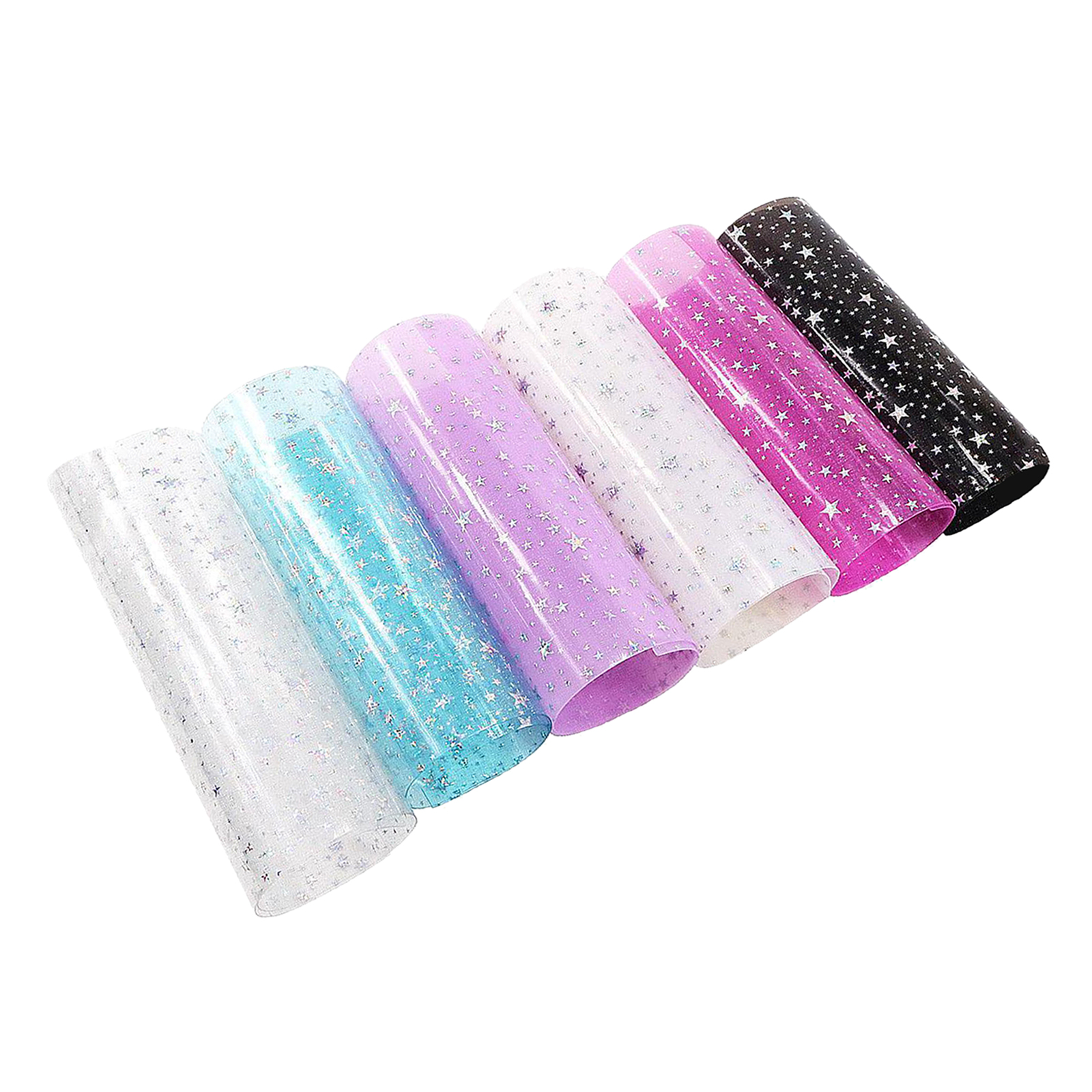 6Pcs Clear Film Holographic Vinyl Fabric for Bag Patchwork DIY Hair Bow , Jewelry Making , Window Film, Arts Crafts Projects