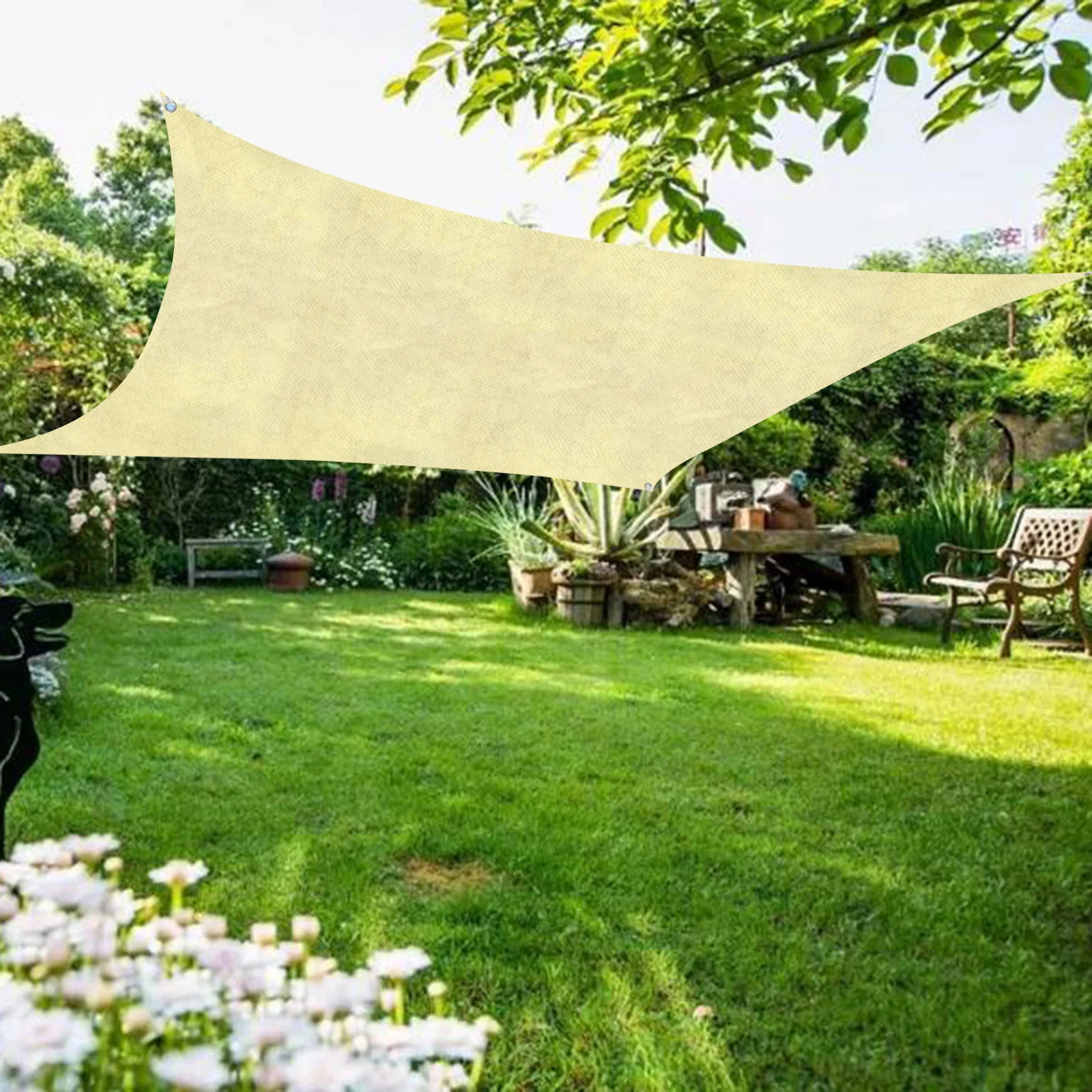 Outdoor Garden Backyard PE Sun Shade Sail Awning Canopy UV Block Patio Pool