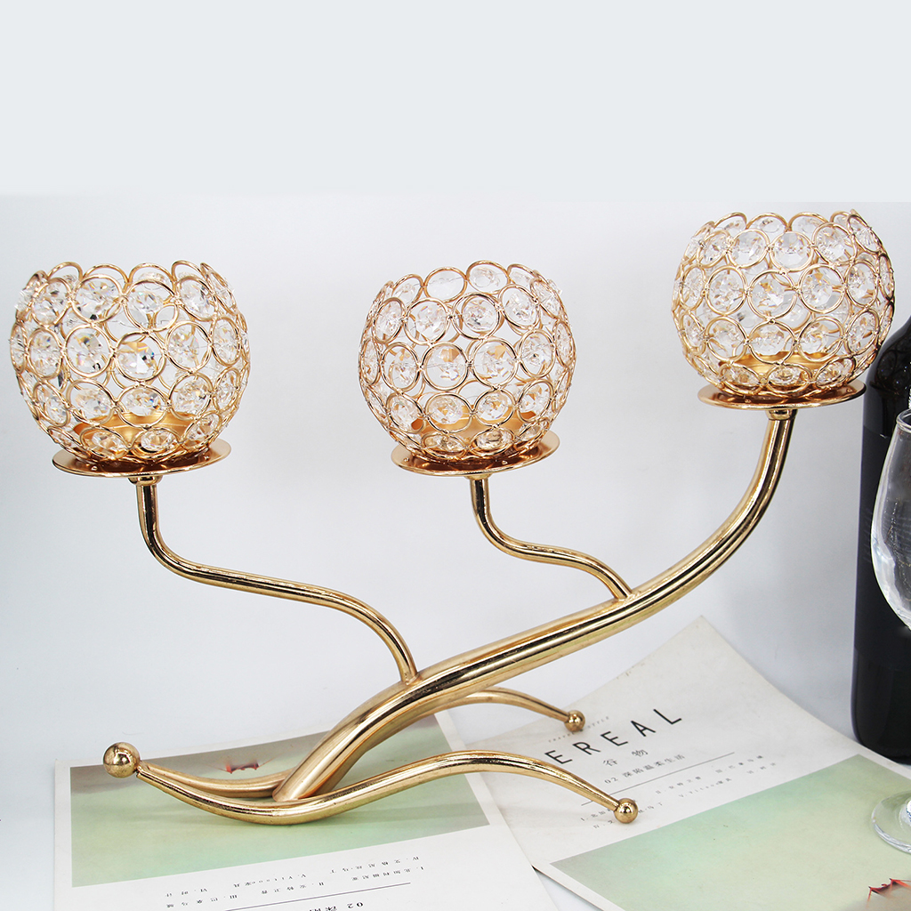 Modern Candle Holder Crystals Embellishing Candelabra Shining Party Buffet Office Ornaments