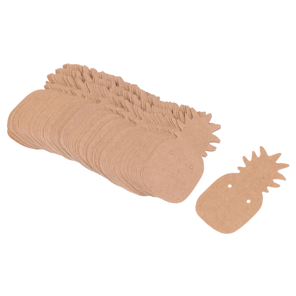 100 Pieces Retro Kraft Paper Pineapple Shape Earring Display Tags Cards Jewellery Holder