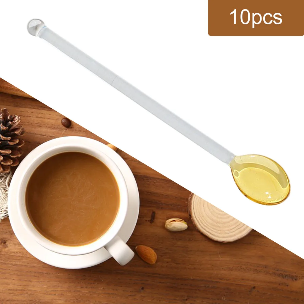 10x Glass Stirring Spoon Rod Espresso or Tea Stirrers Coffee Stirrers Glass Teaspoons Ice Tea Spoon for Milks Party