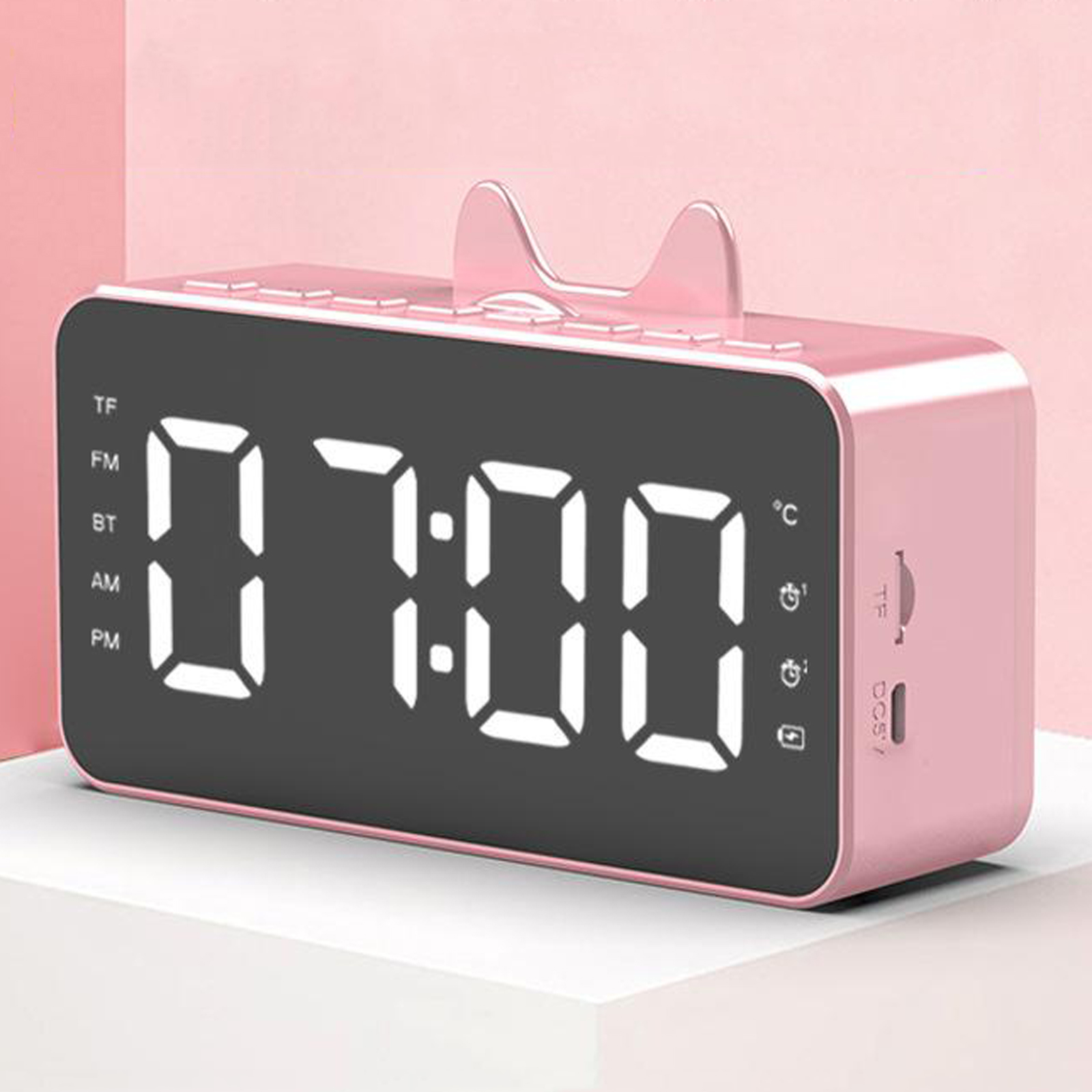 Mirror Alarm Clock Digital Snooze Table Clock Wake Up Light Electronic Large Time Temperature Display Home Decoration Clock