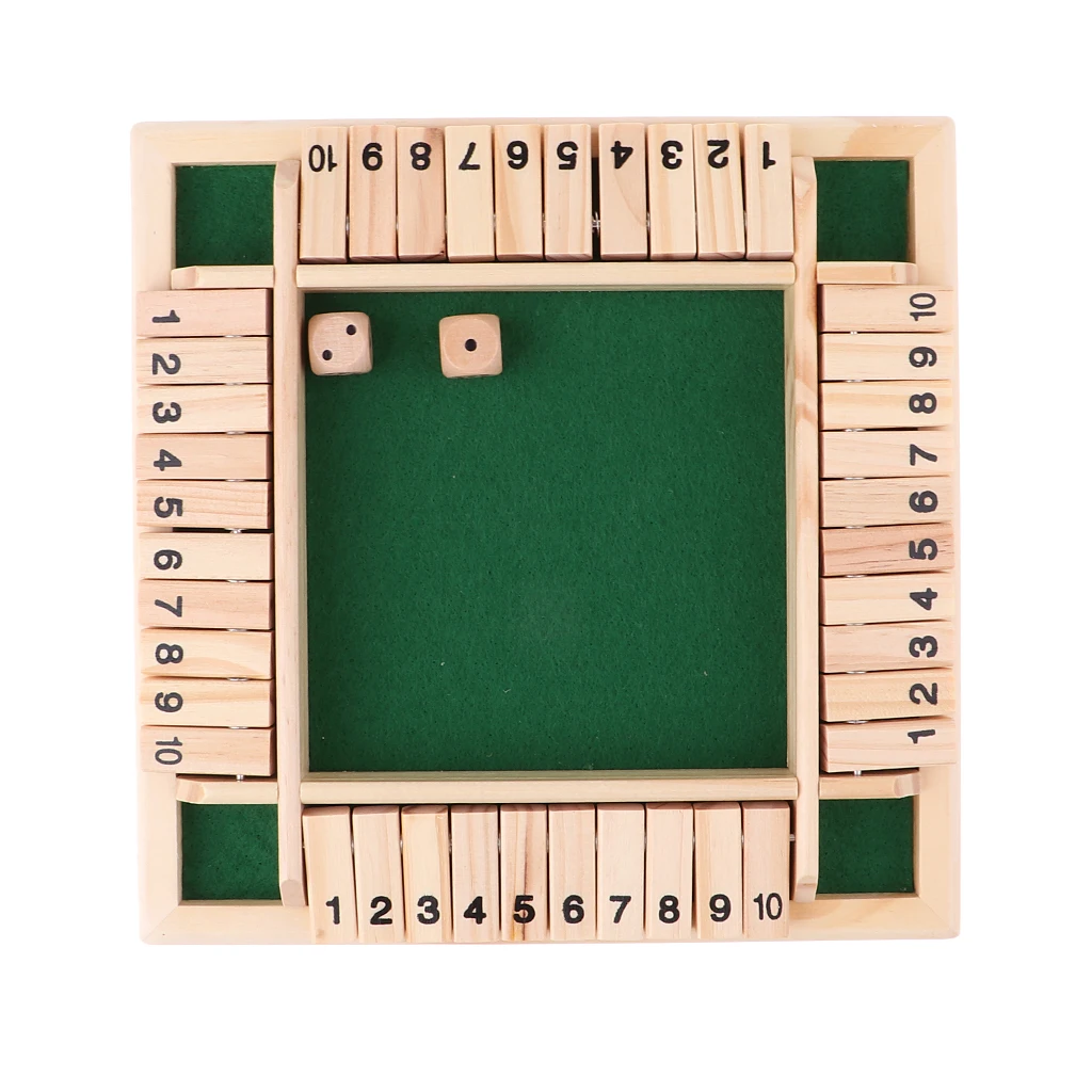 4-Sided 1-10 Numbers Shut the Box Dice Board Game Kids Drinking Party Family