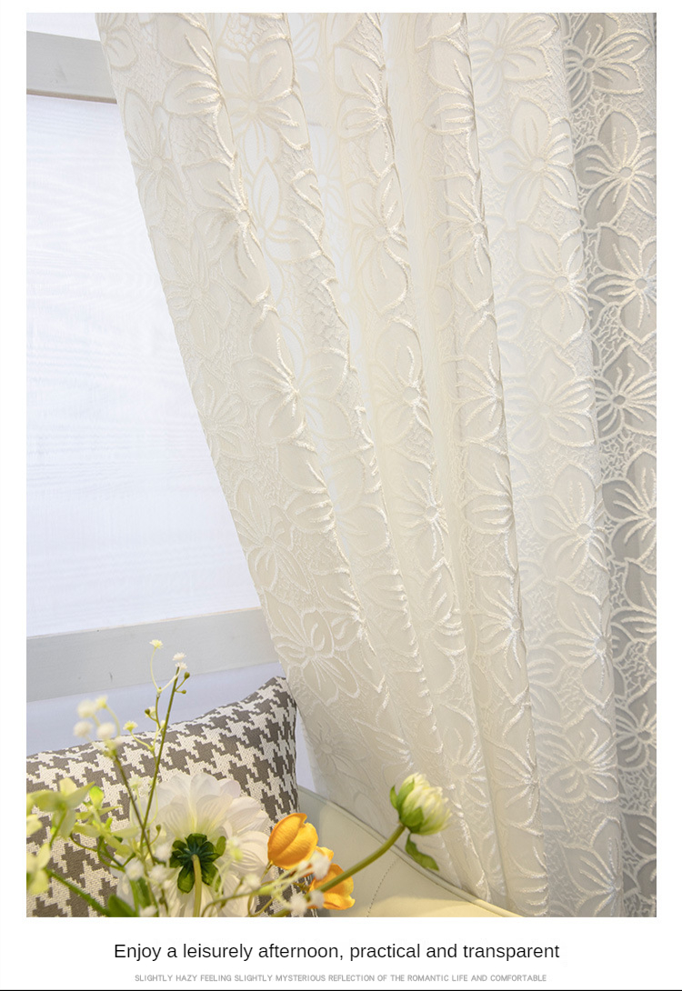 Luxo Europeu Branco Tulle Cortinas para Sala