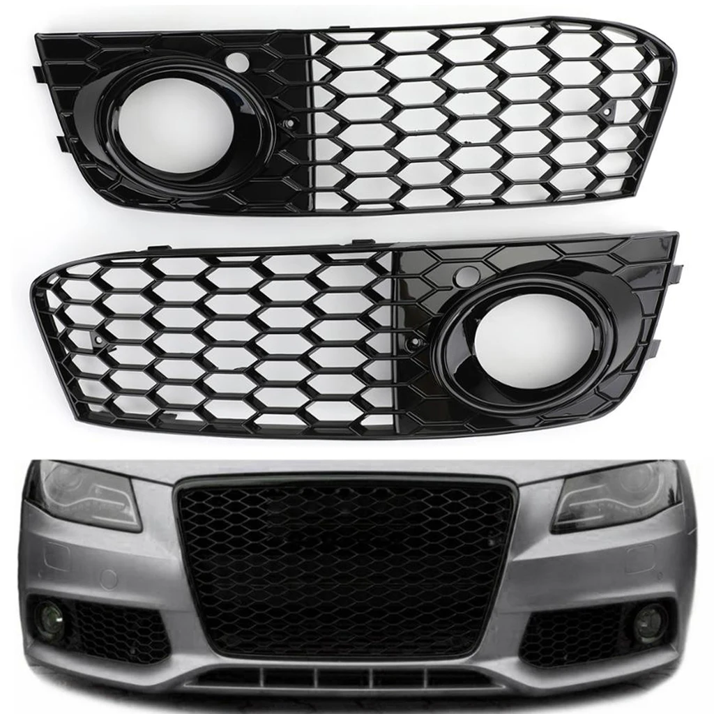 2 Piece Car Fog Light Grille Grill Cover for Audi A4 B8 RS4 09-12 8KD807682