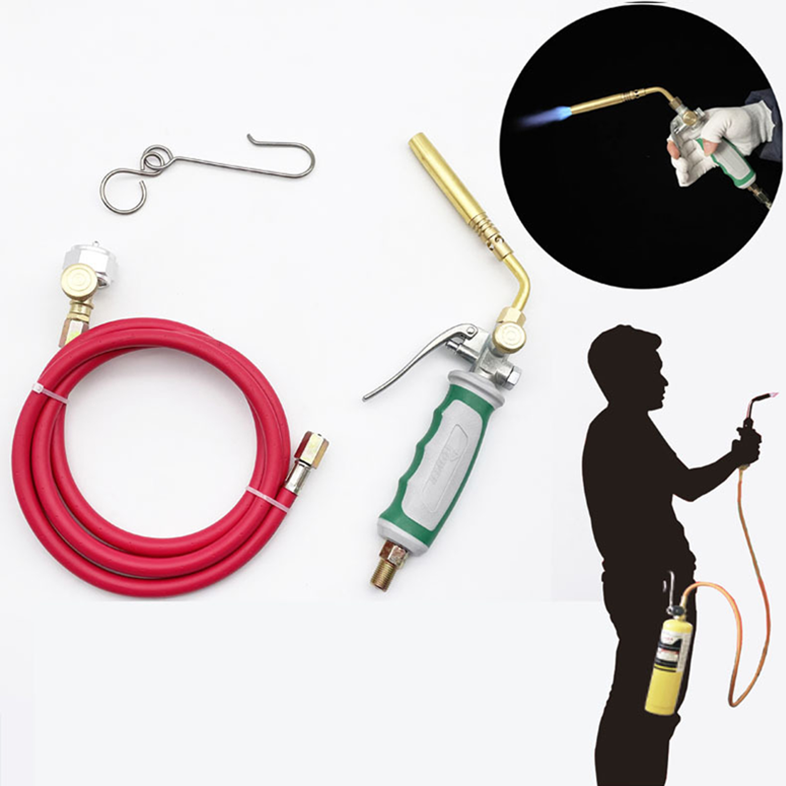 Gas Brazing Torch MAPP Propane Gas for Brass Aluminum Alloy ABS Braze Soldering Welding Torch Outdoor Picnic with 1.6m Hose