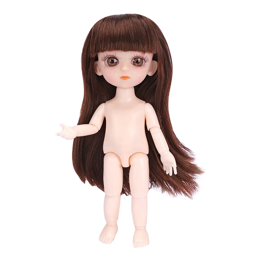 13 Joints Customized 16cm Ball Jointed Doll Body, with 3D Big Eyes and Wig, Figues for BJD Doll Custimizing DIY Making 13 Joints Customized 16cm Ball Jointed Doll Body, with 3D Big Eyes and Wig, Figues for BJD Doll Custimizing DIY Making