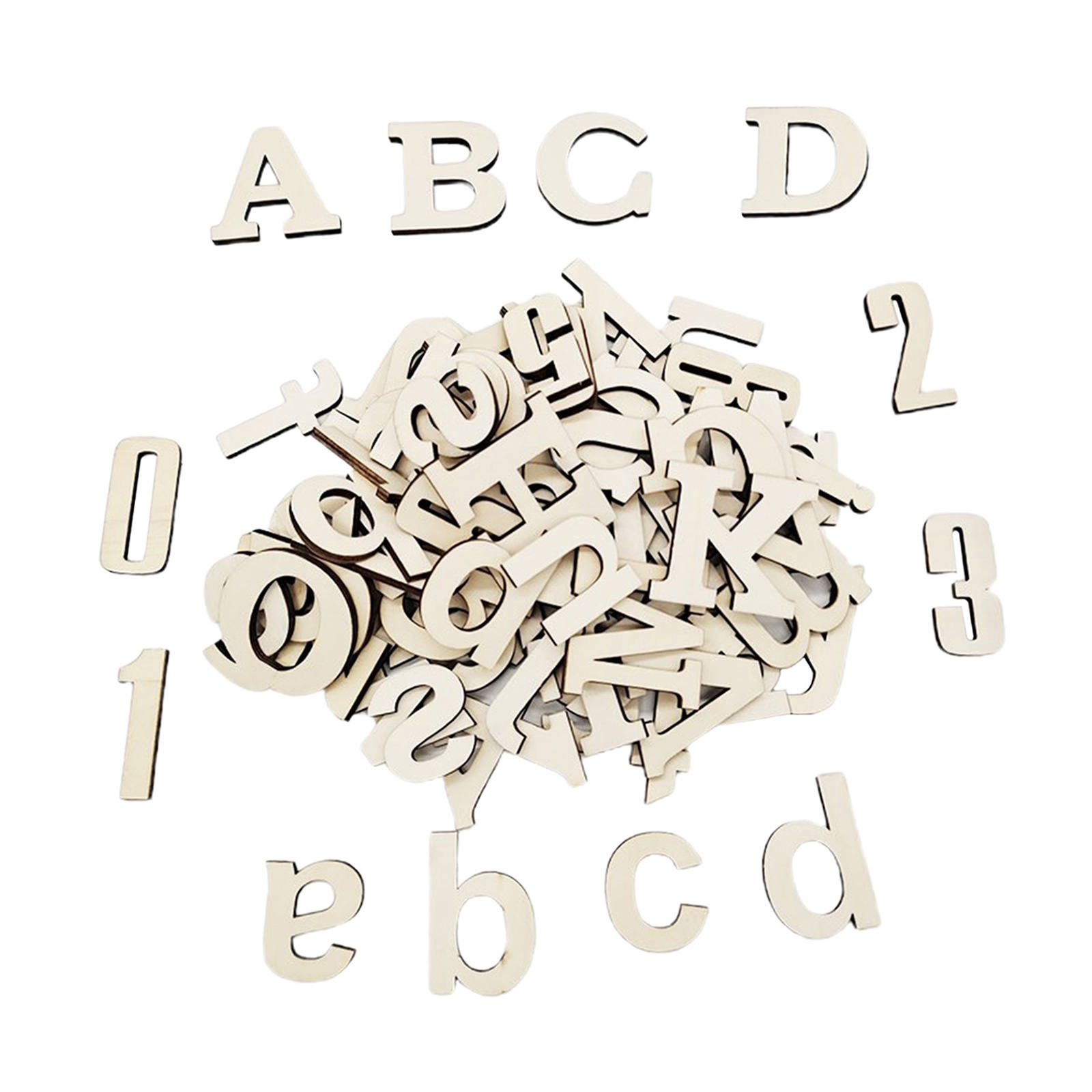 124 Pieces Wooden Capital Letters Alphabet Pieces Numbers Wood Cutout Letters Handcrafted for Farmhouse Nursery Decor Gift Baby