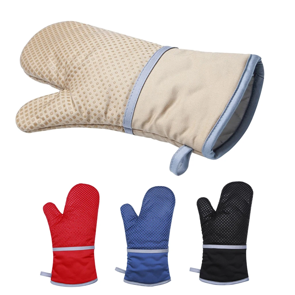 Silicone & Cotton Oven Mitts Gloves Baking Tool nsulted Glove Heat-resistant