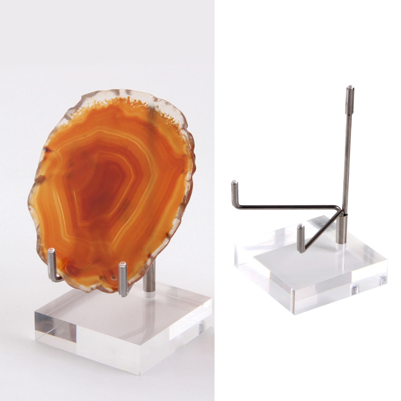 Acrylic Display Stand Metal Arm Holder Suport Square Base for Fossils Minerals Rocks Crystal Ball Collectibles Home Office Decor