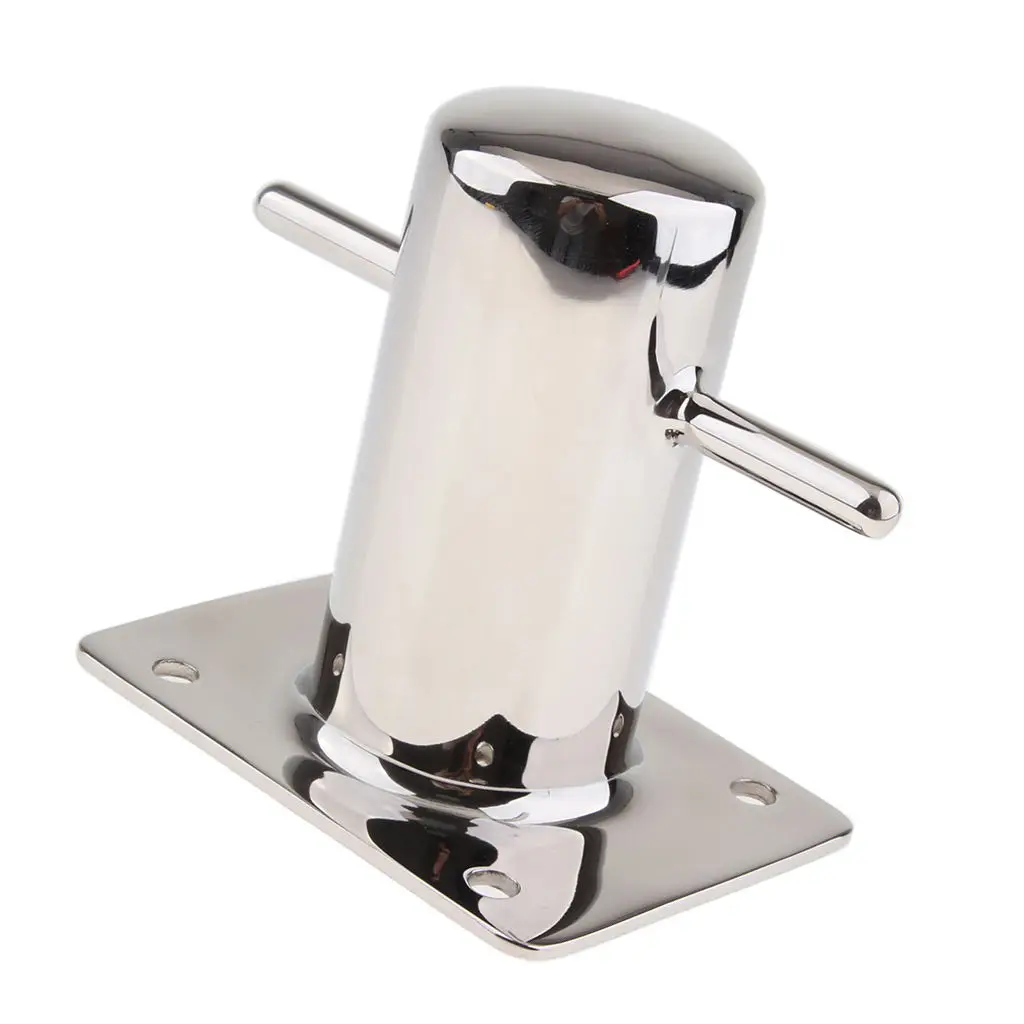 Durable Marine Stainless Steel Post Cross Bollard Silver Mooring Cleat 4.8x3.82inch for Boat Yacht