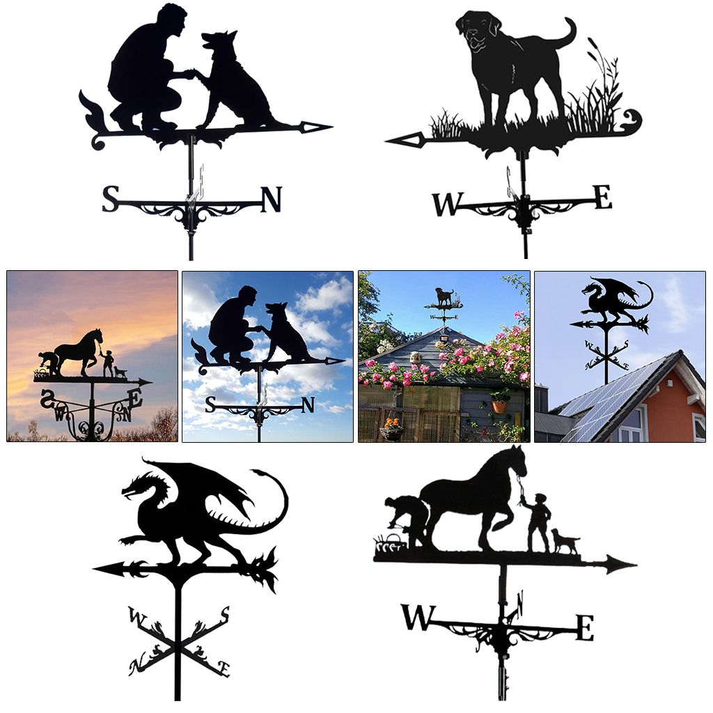 Iron Weather Vane Wind Direction Outdoor Garden Stake Farm Roof Mount Direction Indicator Kit Decor