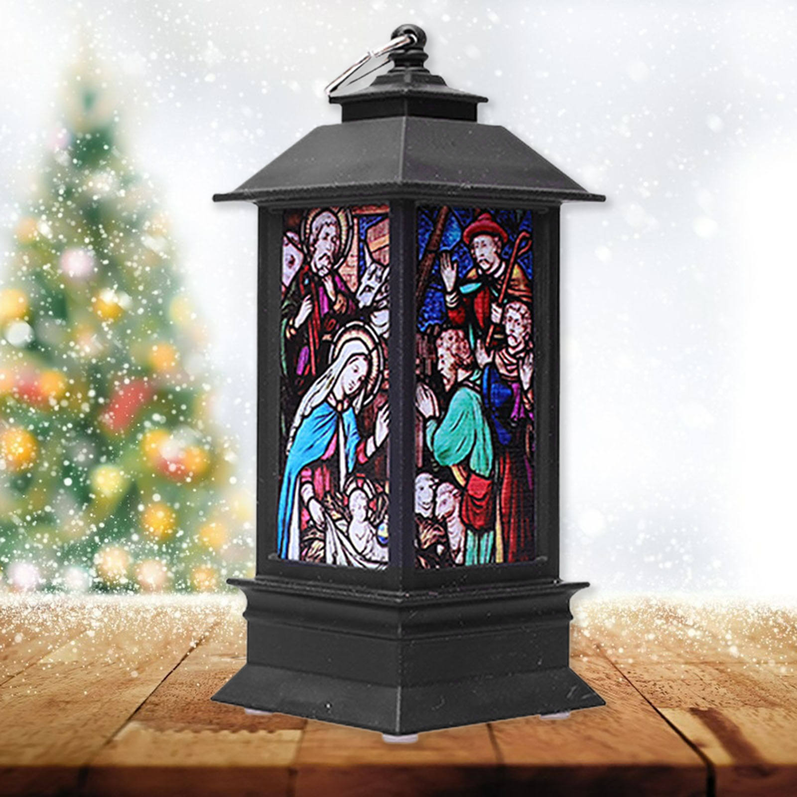 Christmas Jesus Lantern Flashing Candle Lanterns Fairy Decorations Christians Lamp for Kids Room Xmas Party Ornament