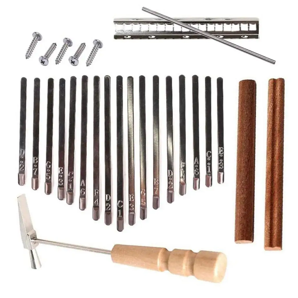 Kalimba 17 Note Keys Thumb Piano with Mahogany Wood Bridges, Tuning Hammer, Screws, Saddle, Replacement Kit DIY Accessories
