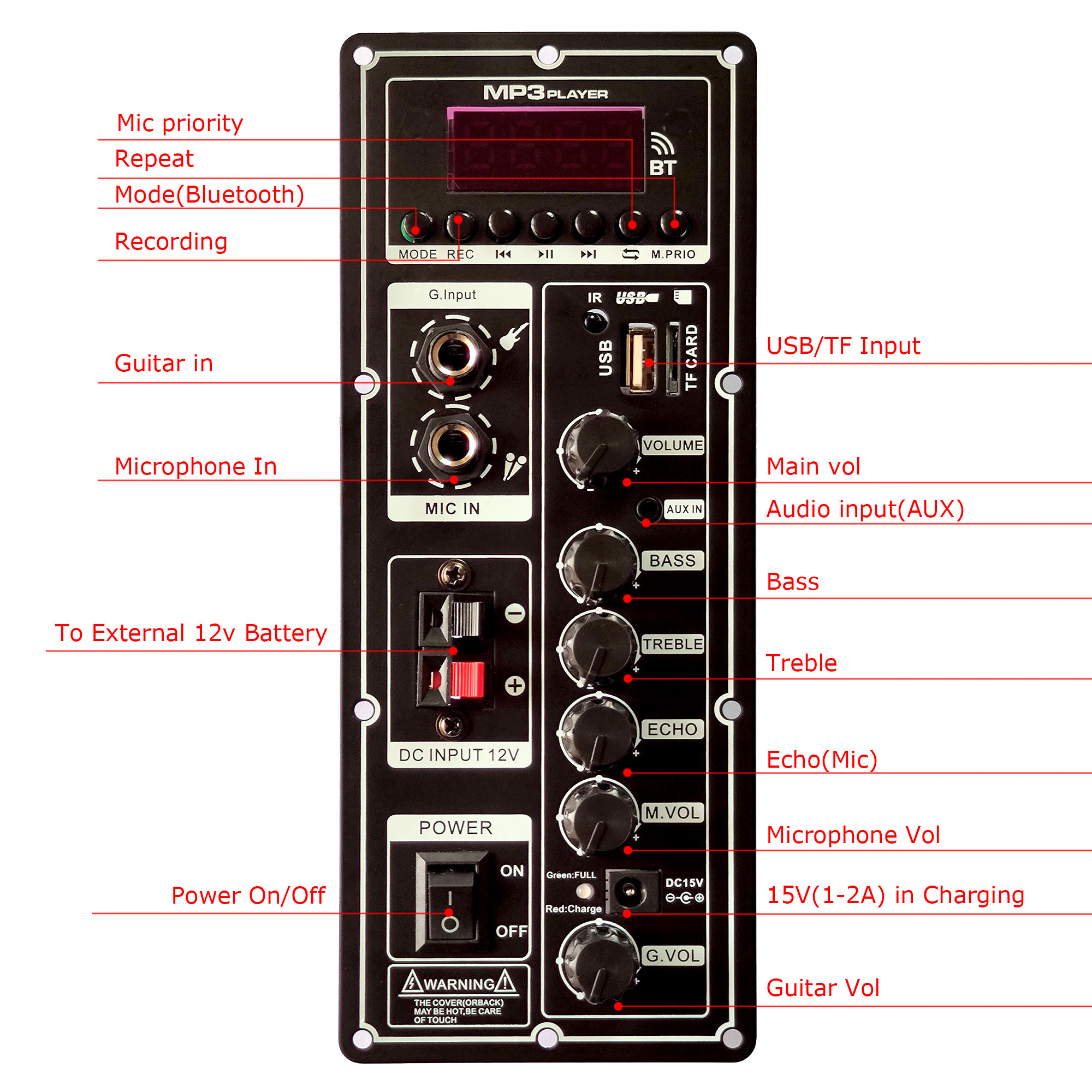 12v placa de amplificador de dança quadrada