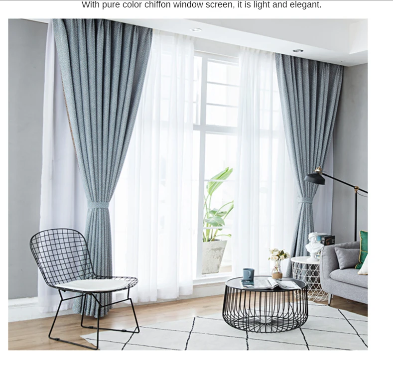 Curtains for Living Dining Room Bedroom Simple Nordic Chenille High Shading Custom Solid Color Luxury Wholesale  Windows Door