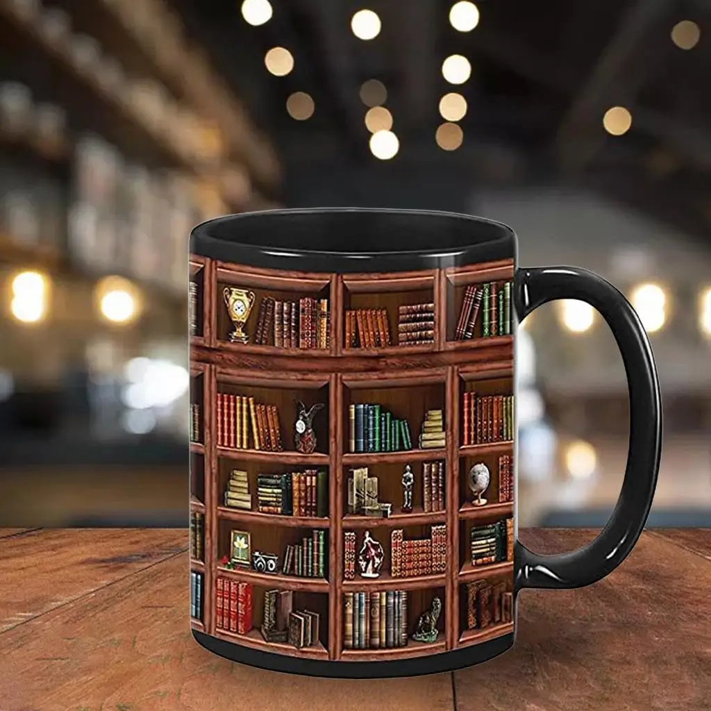 C Handle Bookshelf Mug Cup Library Lover Mug Book Lover Mug Lover Family Friend